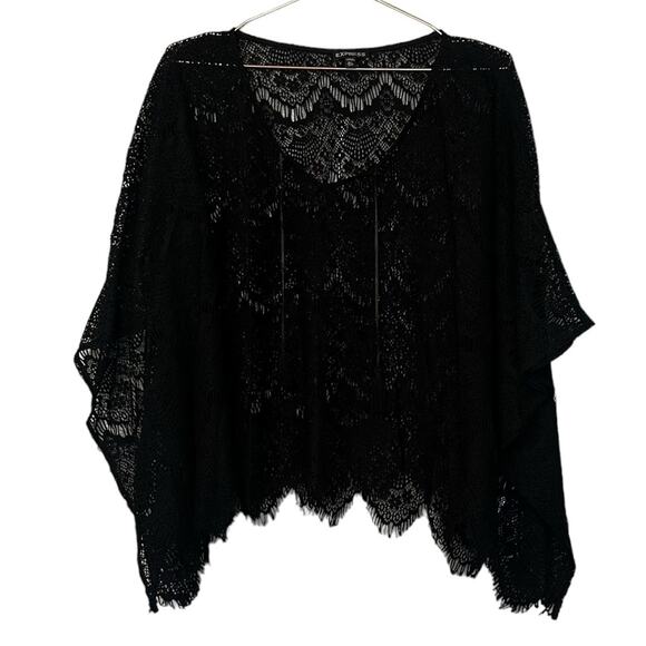Express black lace top w/tassel size small medium - Picture 1 of 6